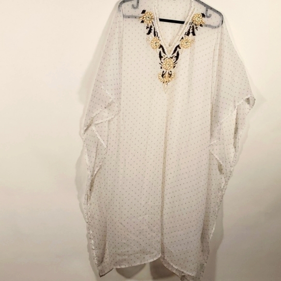 Swim suite cover-up Beaded Sheer polka dot Size Large - Picture 2 of 8